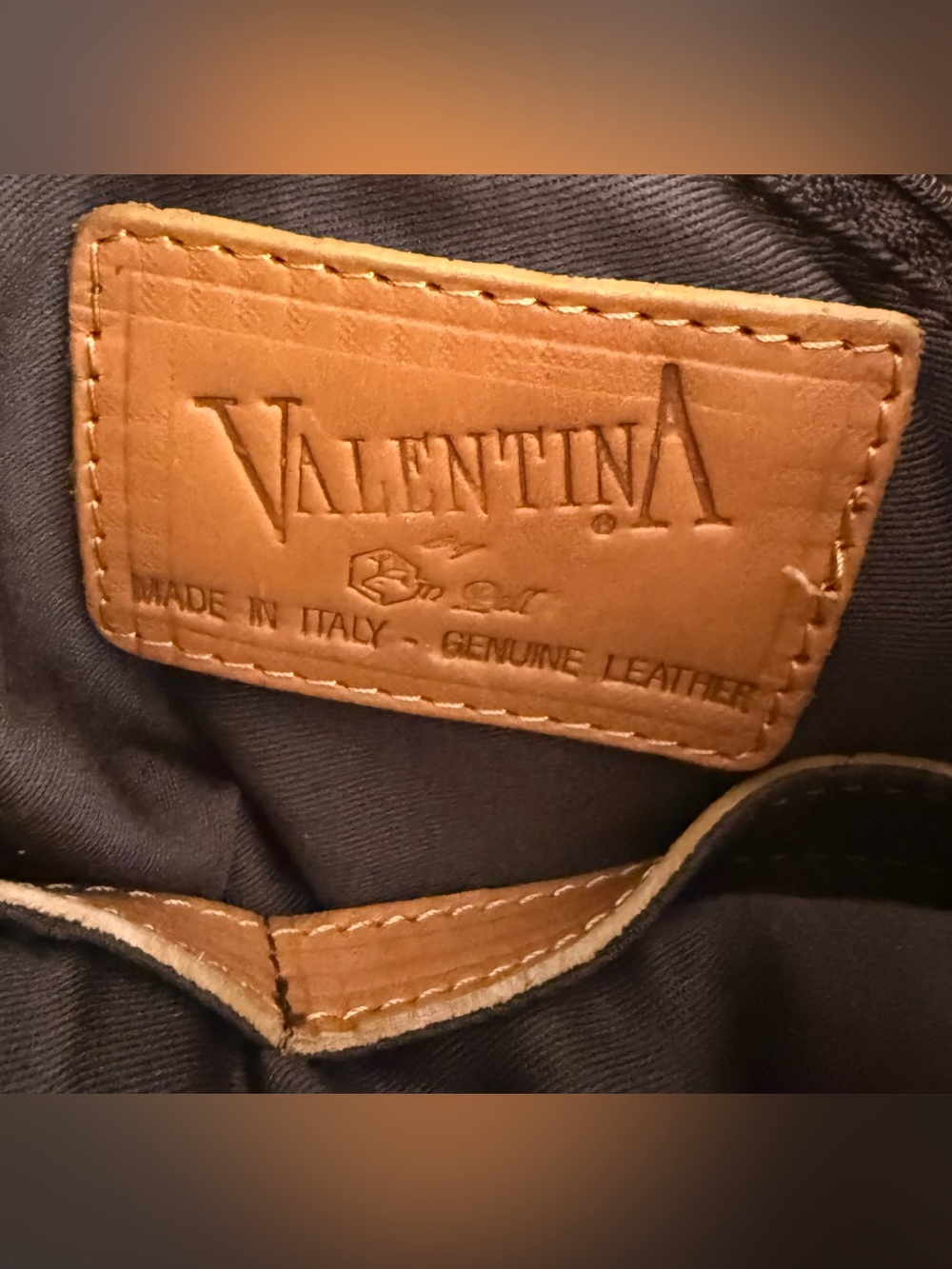 Valentina Italian Leather Two-Tone Brown & Tan Drawstring Bucket Shoulder Bag - Picture 9 of 15